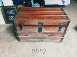 Antique Victorian Steamer Trunk Late 1800's