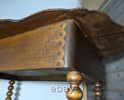 Antique Victorian Table Turned Bobbin Spindle Spool Legs Knapp Joint Drawer