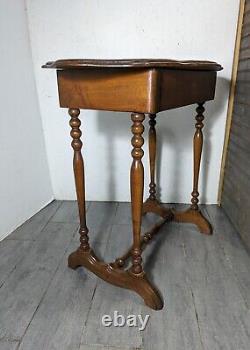 Antique Victorian Table Turned Bobbin Spindle Spool Legs Knapp Joint Drawer
