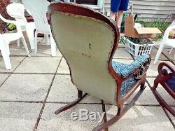 Antique Victorian Upholstered Rocking Chairs Late 19th Century Am/Ger Made VGC