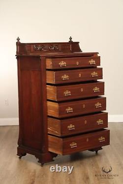 Antique Victorian Walnut Tall Chest