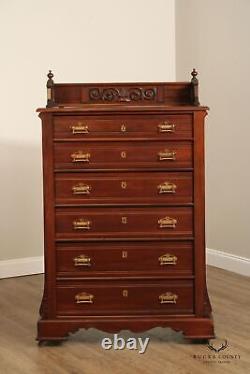 Antique Victorian Walnut Tall Chest