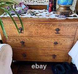 Antique Vintage Late 1800's Solid English Oak Dressers, Storage Chests, Buffet