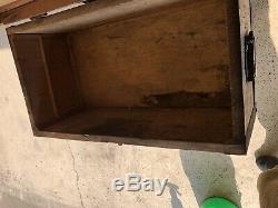 Antique Vintage Trunk Chest Wood Storage Box Late 1800s Galvanized Corners Nail