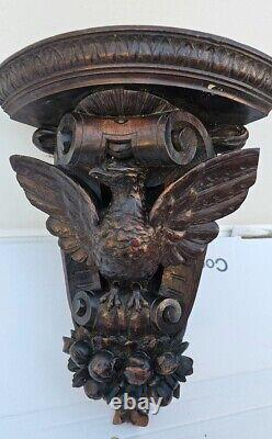 Antique Wood Carved Wall Corner Console Eagle Decor Louis 14th Style Late 18th C
