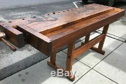 Antique Woodworkers Workbench Late 1800s, Restored, Kitchen Island, Industrial