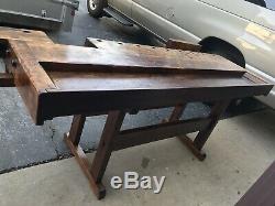 Antique Woodworkers Workbench Late 1800s, Restored, Kitchen Island Industrial