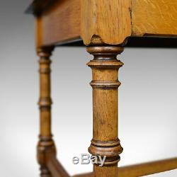Antique Writing Table, English, Victorian, Side, Oak, Late C19th, Circa 1870