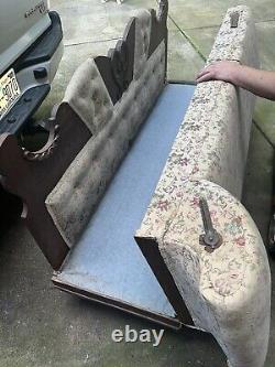 Antique fainting couch Chaise Victorian -Late 1800's Floral Oak Handsome