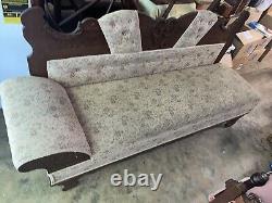 Antique fainting couch Chaise Victorian -Late 1800's Floral Oak Handsome