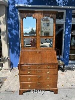 Antique late 18th early 19th century George III Walnut Bureau Bookcase