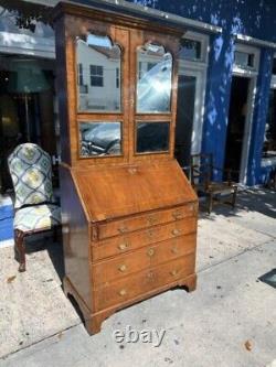 Antique late 18th early 19th century George III Walnut Bureau Bookcase