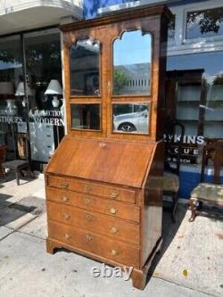 Antique late 18th early 19th century George III Walnut Bureau Bookcase