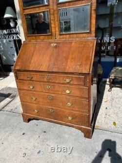 Antique late 18th early 19th century George III Walnut Bureau Bookcase