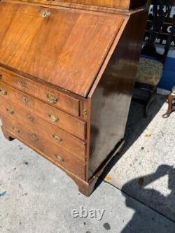 Antique late 18th early 19th century George III Walnut Bureau Bookcase