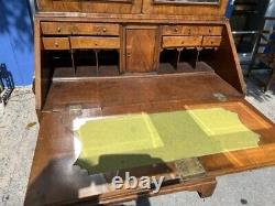 Antique late 18th early 19th century George III Walnut Bureau Bookcase