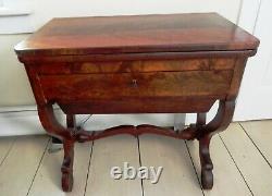 Antique late 19th C. English Mahogany Lift-Top Side Table/Sewing Table