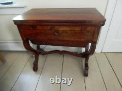 Antique late 19th C. English Mahogany Lift-Top Side Table/Sewing Table