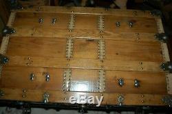 Antique late Victorian period Steamer Trunk/Chest with solid brass lock