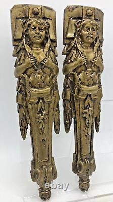 Antique pair of french furniture ornaments 19th century bronze signed