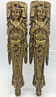 Antique pair of french furniture ornaments 19th century bronze signed