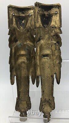 Antique pair of french furniture ornaments 19th century bronze signed