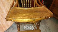 Antique solid Oak baby High Chair Late 1800's Wonderful Condition