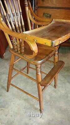 Antique solid Oak baby High Chair Late 1800's Wonderful Condition