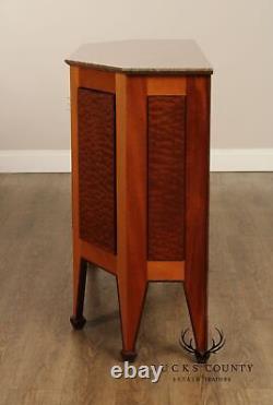 Art Deco Style Studio Crafted Marble Top Birdseye Maple Console Cabinet