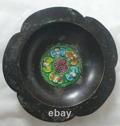 Arts & Crafts Metal & Enamel Dish, Oriental Motifs To Inside, Late 19th Century