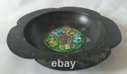 Arts & Crafts Metal & Enamel Dish, Oriental Motifs To Inside, Late 19th Century