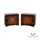 Asian Style Vintage Pair of Two Door Cabinet Nightstands