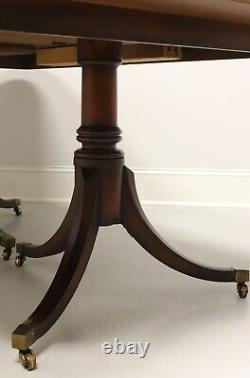 BAKER Historic Charleston Banded Mahogany Double Pedestal Dining Table