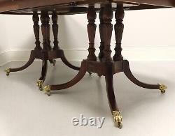BAKER Historic Charleston Mahogany Satinwood Banded Double Pedestal Dining Table