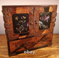BEAUTIFULLY DECORATED LATE VICTORIAN JAPANESE TABLE CABINET/TANSU c. 1895