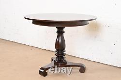 Baker Furniture Empire Carved Mahogany Pedestal Tea Table or Center Table