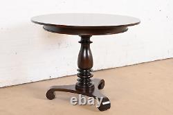 Baker Furniture Empire Carved Mahogany Pedestal Tea Table or Center Table