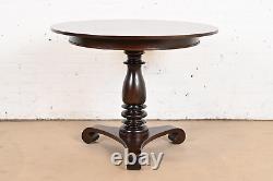 Baker Furniture Empire Carved Mahogany Pedestal Tea Table or Center Table