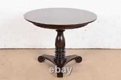 Baker Furniture Empire Carved Mahogany Pedestal Tea Table or Center Table