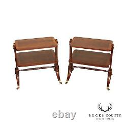 Baker Furniture English Regency Style Pair of Mahogany Side Tables