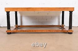 Baker Furniture French Empire Inlaid Cherry and Burl Wood Coffee Table