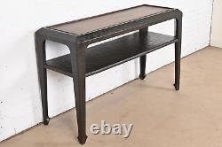 Baker Furniture Hollywood Regency Chinoiserie Lacquered Bamboo Top Console Table