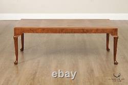 Baker Furniture Queen Anne Style Burl Walnut Coffee Table