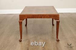 Baker Furniture Queen Anne Style Burl Walnut Coffee Table