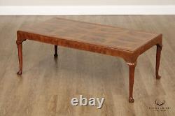 Baker Furniture Queen Anne Style Burl Walnut Coffee Table