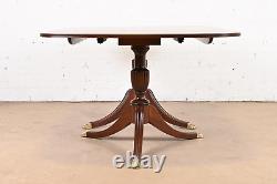 Baker Furniture Style Georgian Banded Mahogany Double Pedestal Dining Table