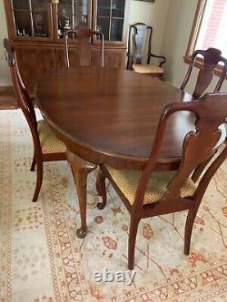 Baker Furniture Walnut Queen Anne Oval Dining Table with 3 Extensions
