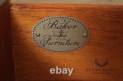 Baker Queen Anne Style Burl Walnut Demilune Games Table