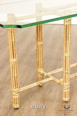 BakerJohn McGuire Bamboo And Glass Top Console Table