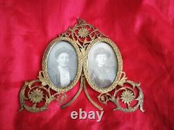 Beautiful Late Victorian, Original, Brass Double Picture/photo Frame